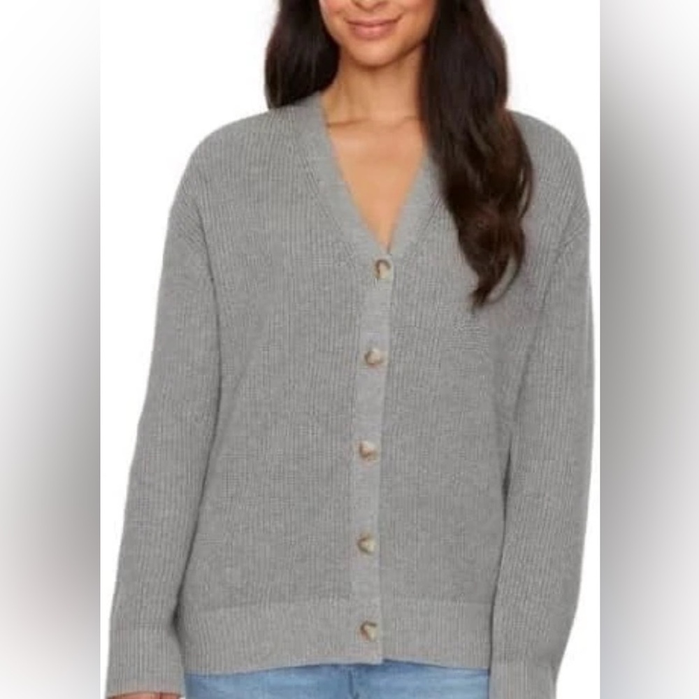 Hudson Jeans Women's Heather Gray Cardigan Cotton Large
